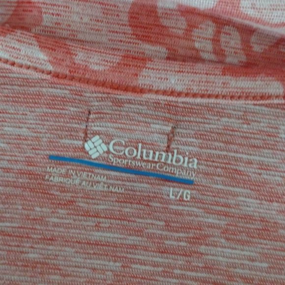 Columbia womens roll tab sleeve tie bottom athletic top Sz L - Picture 9 of 9